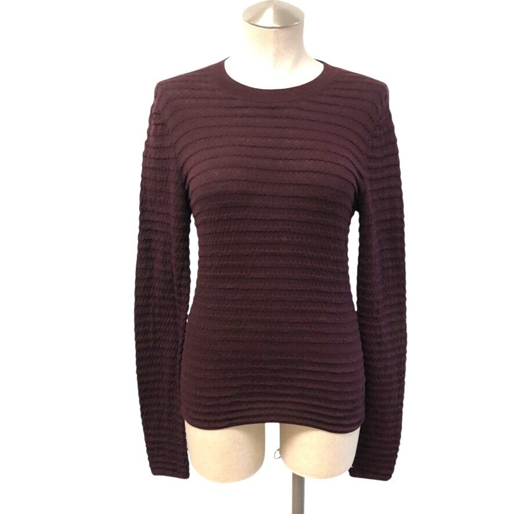 FRAME Sweater Womens Small Wine Silk Cotton Textured Crew Neck WF24KSW030